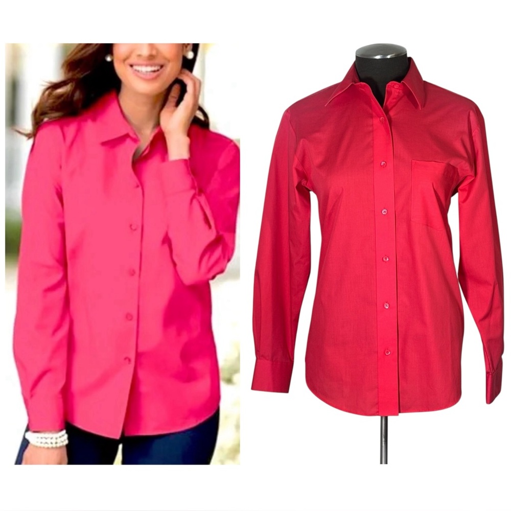 🆕 Foxcroft – Wrinkle Free Button Down Dress Shirt – Watermelon Pink - Size 4